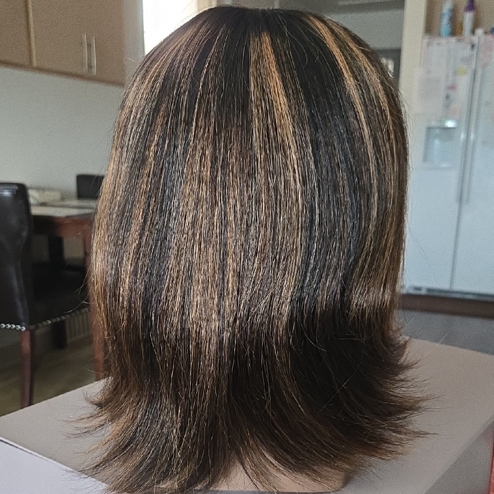 New Stylish Human Hair Wig with Highlights